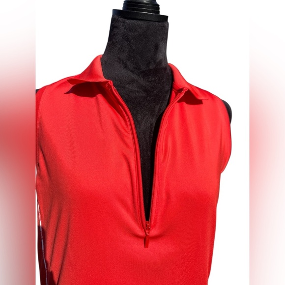 Peter Millar Sun Comfort Orange Sleeveless Polo L UPF 50+ Golf Tennis Active Top - Picture 3 of 10